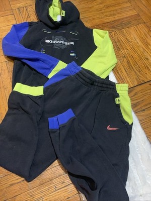 Boys size  LNike Hoodie Black Blue and Lime Green 2 PCs XL Pants  Set