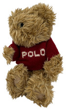Ralph Lauren Vintage 2002 Plush Bear Toy Size 7" Small Red Polo Sweater Y2K