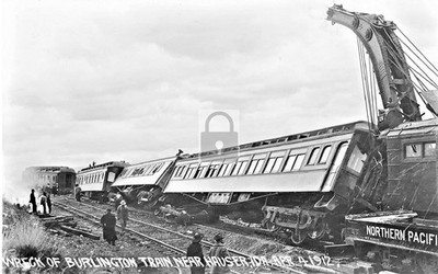 Railroad Train Wreck Burlington Hauser Idaho ID - Reprint