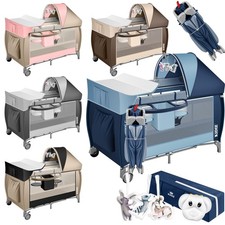 KIDIZ® Babybett Reisebett Kinder Baby Bett faltbar mit Matratze Geburt bis 15kg