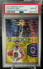 2021 DONRUSS OPTIC STEPHEN CURRY RAINING 3S GOLD PULSAR 07/10 PSA 10 GEM MINT