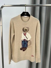 Polo Ralph Lauren Polo BEAR Knit Beige Sweater COTTON WOMEN'S S new