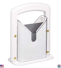 Hoan Bagel Guillotine Slicer - 9.25 Inch Manual Cutter with Safety Shield, White