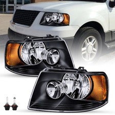 Black Amber Housing Headlights For 2003-2006 Ford Expedition Leftright Wblubs