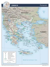 Greece Physical Geography Geographic Physiographic Map Country Nation Print