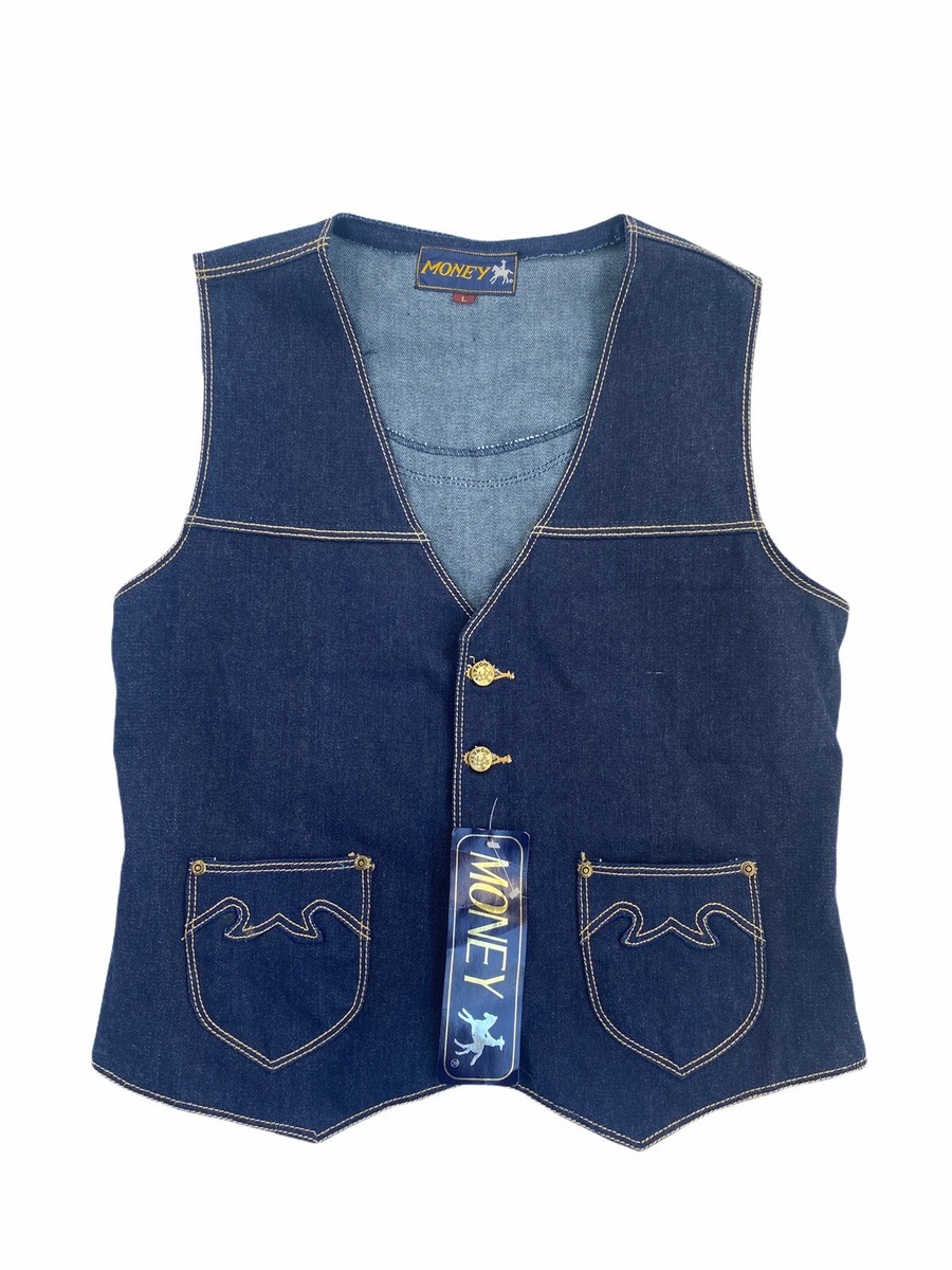 True Vintage Indigo Dye Goods Denim Duck Vest Size Large Women's