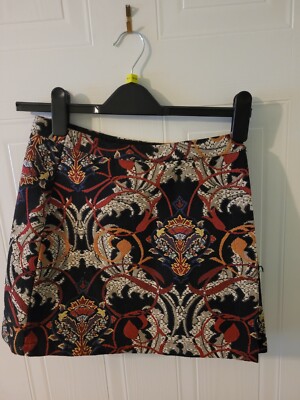 Ladies Topshop Tapestry Style Wrapover Mini Skirt Size UK