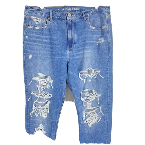 American Eagle 90er schmale Boyfriend heavily distressed blaue Jeans plus 16 lang - Bild 2 von 10