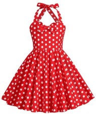 Kids Vintage Polka Dot 50s Girls Dress 1950s Dresses for Girls Halter Dress P...