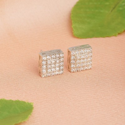 1Ct Round Lab-Created Diamond Women's Cluster Stud Earring 14K White Gold Plated