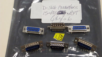 New D-Sub Male/Male Connectors with 15-POS  Plugs (QTY 6)