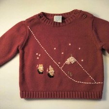 Holiday Christmas Red Sweater Buttoned Shoulders Gymboree 100 Cotton 6-9 Months