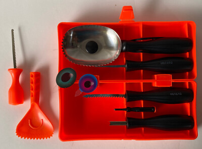 Pumpkin Masters Pumpkin Carving Kit in Orange storage box Vintage USA