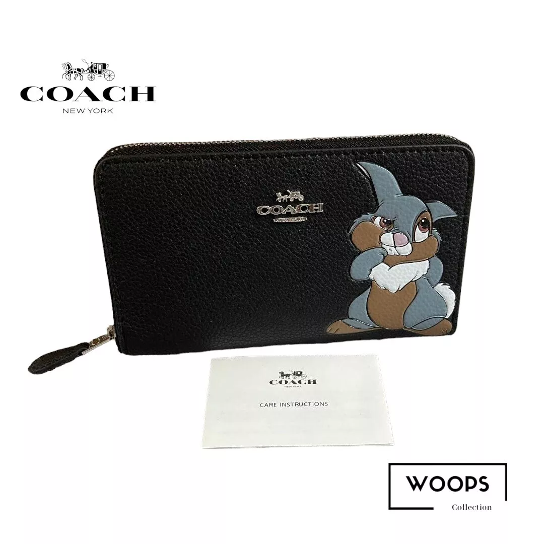 Coach x Disney Collaboration Tonsuke Bambi Wallet Black Leather