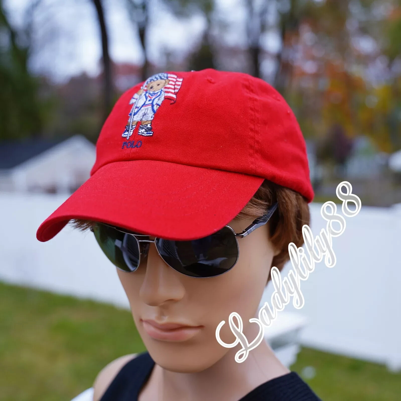 Cappello berretto baseball Polo Ralph Lauren nuovo con etichette pony orso cinturino regolabile autentico