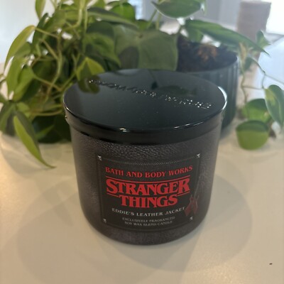 Bath & Body Works Stranger Things Eddie's Leather Jacket 3 Wick Candle limited