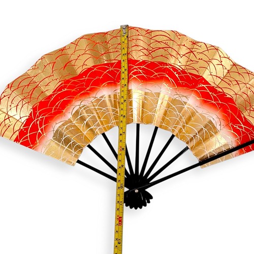 Japanese Odori Folding Paper Fan Sensu Geisha Hand Held Wooden Frame Decor P32 - Picture 11 of 12
