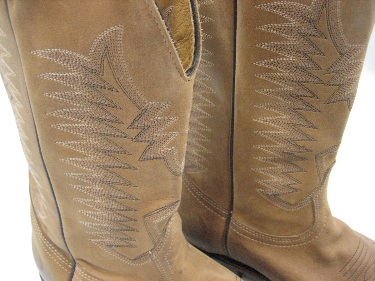BOULET 1828 Amber Brown Leather Cowboy Western Boots Men display picture 2