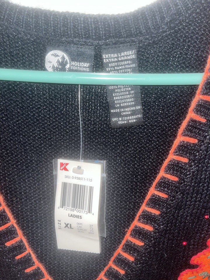 Kmart Holiday Editions Sweater Vest Fall Leaves Black Size X Large eBay