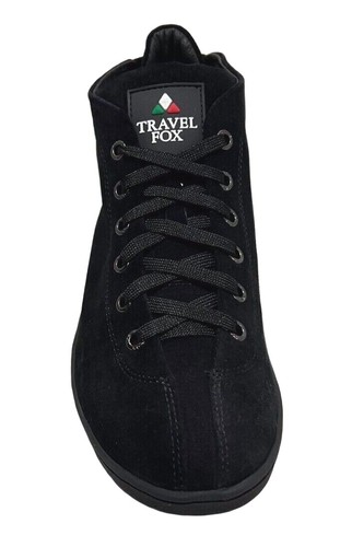 TRAVEL FOX Para hombre Malibú Gamuza Negra Puntera Redonda Cordones Parte Media 915601-201 - Imagen 4 de 4