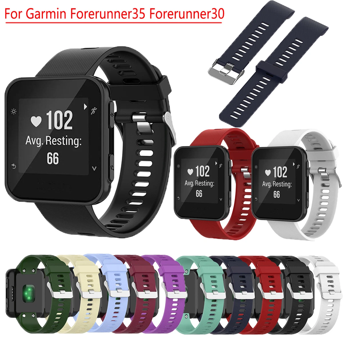 For Garmin Forerunner 35 / 30 Replacement Silicone Watch Strap