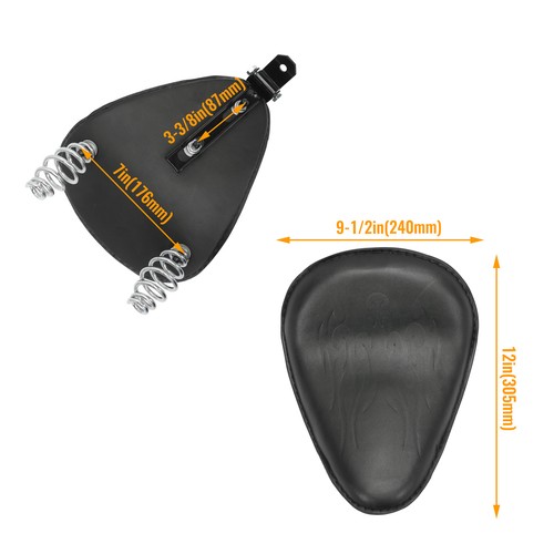 Motorcycle Solo Seat & 3" Spring Bracket Kit For Harley Chopper Bobber Sportster - Picture 5 of 7