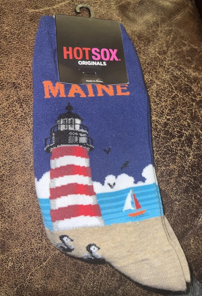 MAINE State Hot Sox Socks! Women’s Size 9-11, Lighthouse, Seagull, Beach,  NWT - Image 2 of 4