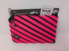 Zipit 3-Ring Binder Pouch Neon Pink Made Of One Long Zipper Pencil Case NEW