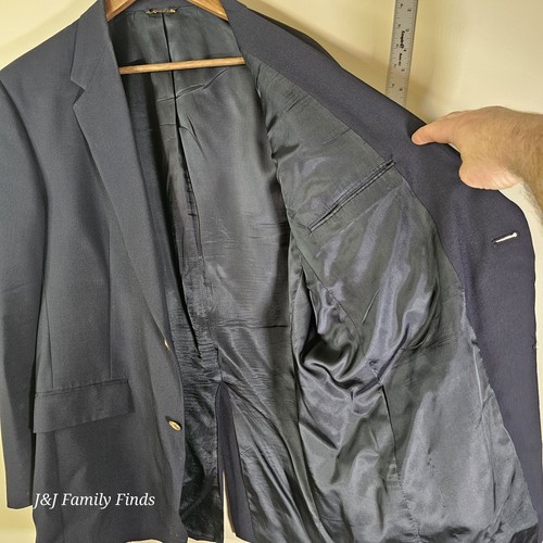 Vtg Austin Reed Mens 44R Pure Wool Blazer Navy Blue Ivy League USA Union Made - Picture 8 of 16