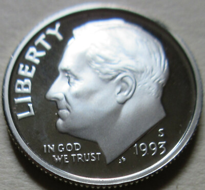 アメリカ合衆国 1993年 ダイム 1ダイム 1993 S United States PROOF Roosevelt One Dime Coin. UNC. Ten Cents