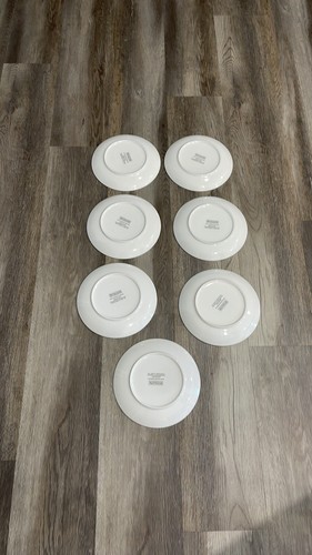 Restoration Hardware Christmas 8”Plates Holiday Gold Pear Noel Peace Set Of 7 - Picture 13 of 15