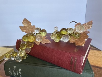 2 Vintage MCM Lucite Grapes Multi Faceted Large Clusters Green Clear