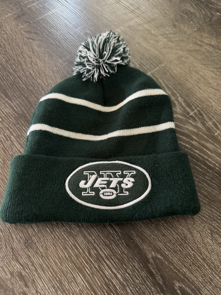 NFL New York Jets Tejido Pom Gorro Calavera Gorra Blanco/Verde-PORTABOLETOS DE TEMPORADA Foto 3 de 4