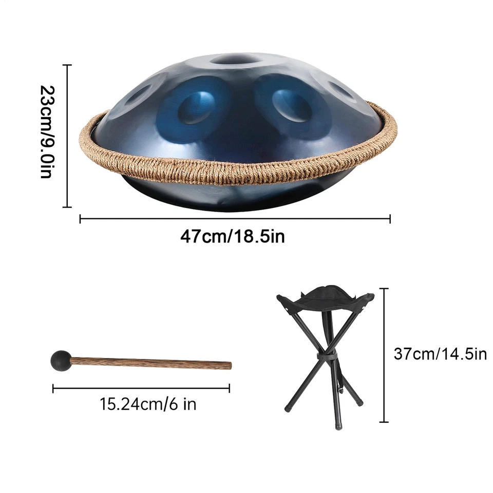 Handpan Drum 18 In 9 Notes G Minor Hand Drum Instrument With Mallet New- - Image 2 of 4