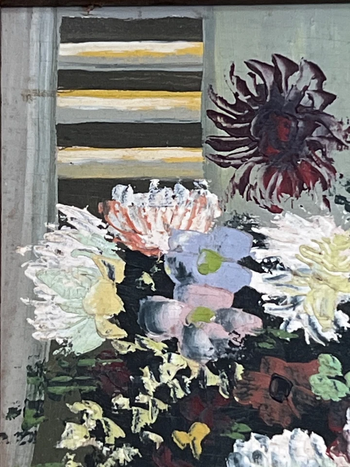 Original Miniatura Pintura al Óleo Arte Naturaleza muerta Flores Ramo a bordo J Brioni Foto 4 de 4