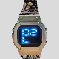 Justice Girls' Digital LED Watch Butterfly Print Band Light-Up Display Gift