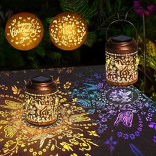 Uspring 3D Hummingbird Solar Lanterns Outdoor Waterproof Gifts for Women Mom Gra