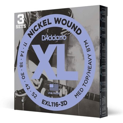 D'Addario EXL116-3D Nickel Wound Electric Guitar Strings, Medium Top/Heavy Botto
