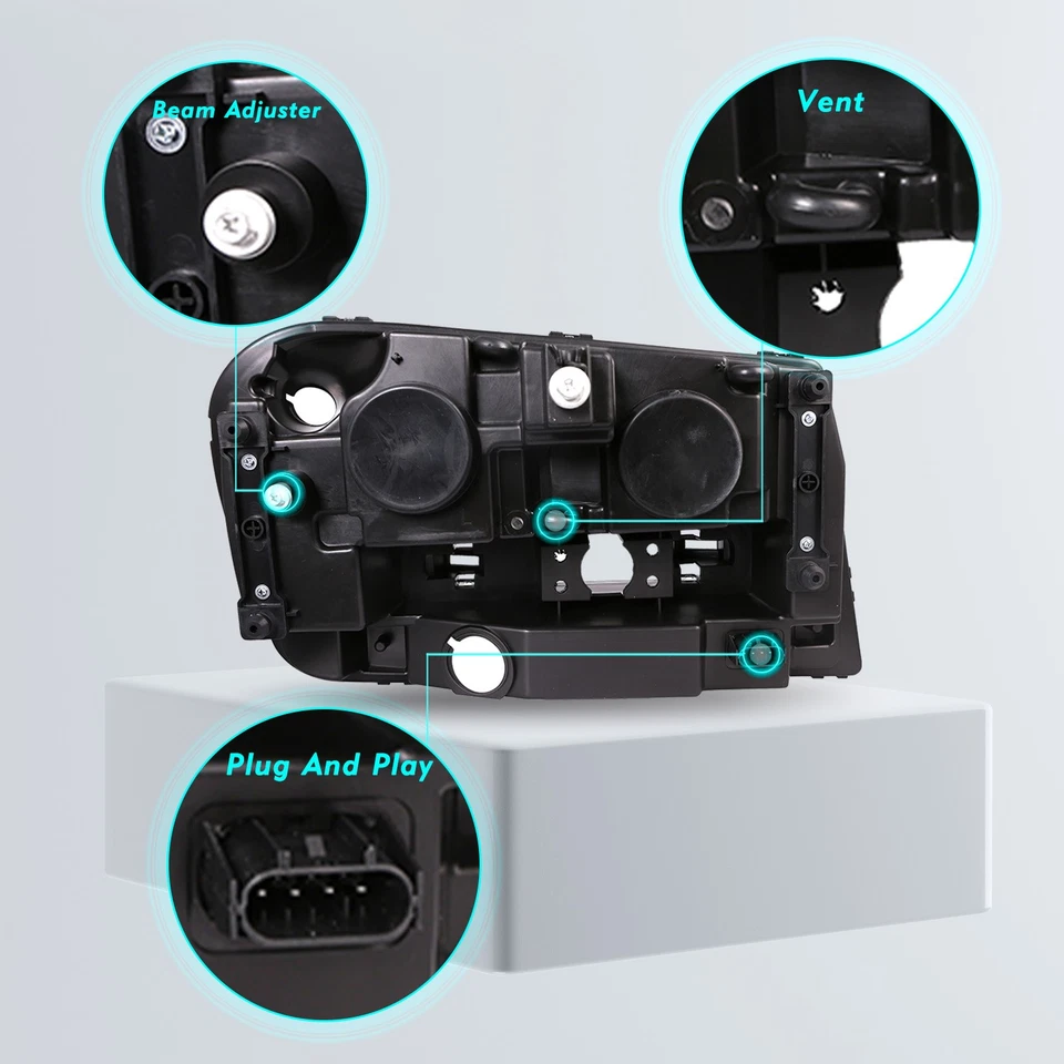 For 2002-2009 Chevrolet Trailblazer Black Headlights Assembly w/Bulb L+R Sets - Image 4 of 4