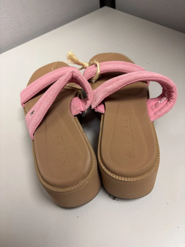 REEF Women's Wedge Two Strap Slide Pink Suede Size 7 Brand New - Image 2 of 4