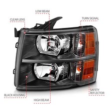Anzo Usa Crystal Headlights For Chevy Silverado 1500-3500 Hd 2011-2013