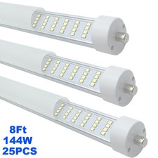 25 Pack T8 FA8 Single Pin 8' LED Tube Light Bulbs Frost 8FT LED Shop Light 144W