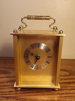 Vintage KIENZLE BRASS Quartz Desk CLOCK Made In Germany WORKING 4.5'' Tall 