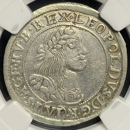 UNGARN 1668 KB König Leopold I 1658-1705 n. Chr., Silber 6 Kreuzer 6K Münze, NGC XF