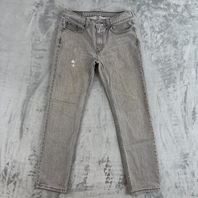 Levi s 514 Jeans Herren W30 L30 Grau Straight Fit Distressed
