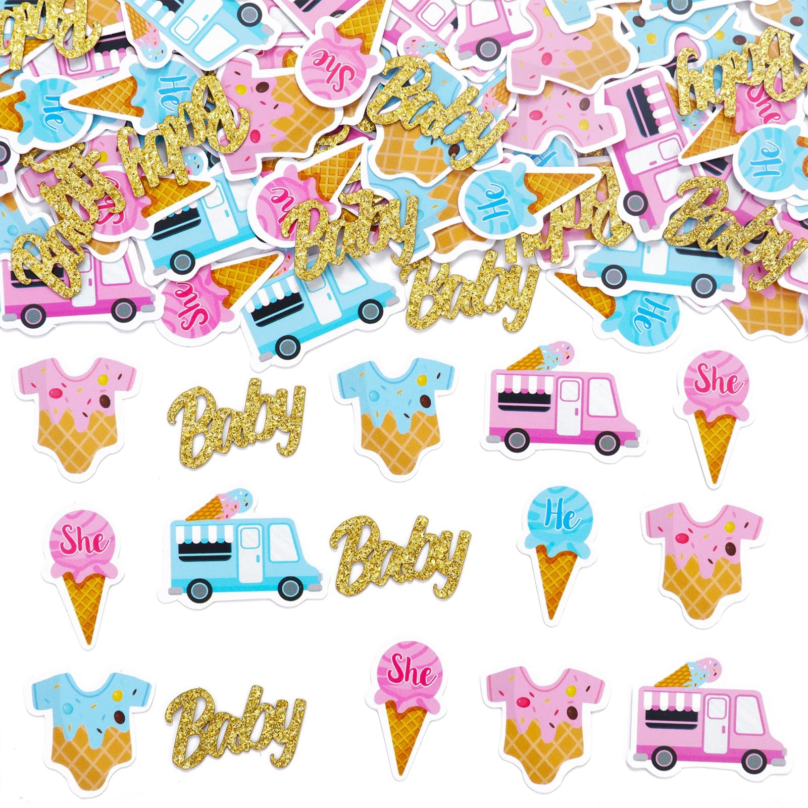 200 PCS What's The Scoop Confetti Pink Blue Gender Reveal Party Table Scatter