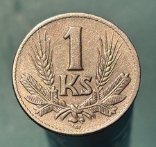 XF  - 1942 -  Slovakia -  1 Ks Koruna - Excellent Copper coin!