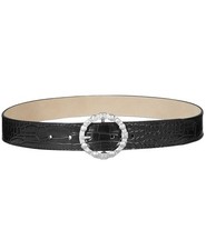Steve Madden Studded-Buckle Croc-Embossed Belt Black, L