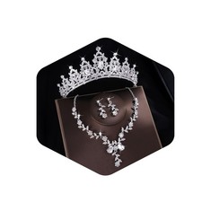 Crystal Bridal Tiara Crown, Earrings Necklace Set for Women Wedding