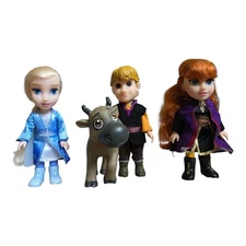 Disney Frozen Anna Elsa Kristoff Sven Petite Dolls 6" Figures Jakks Pacific Lot 